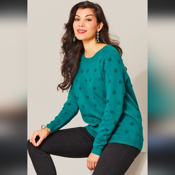 Leo & Nicole Gray Polka Dot Sweater Pullover Size Medium - Picture 2 of 7